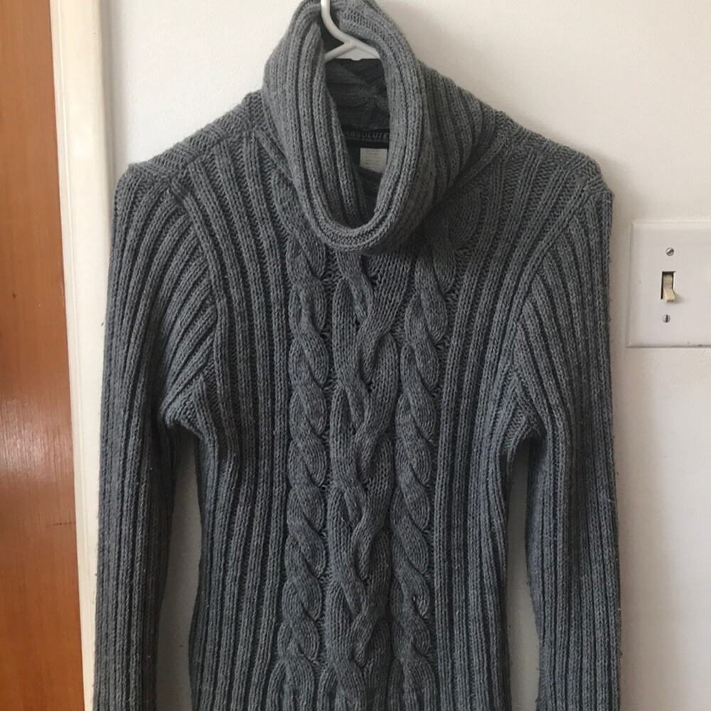 Absolutely Creative Worldwide Charcoal Cable Knit Cowl Sweater